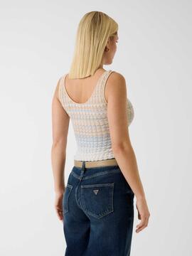 TOP DE PUNTO ROSALYN TANK LIGHT BLUE AND BEIGE