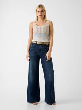 TOP DE PUNTO ROSALYN TANK LIGHT BLUE AND BEIGE