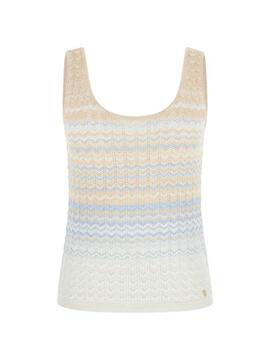 TOP DE PUNTO ROSALYN TANK LIGHT BLUE AND BEIGE