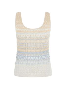 TOP DE PUNTO ROSALYN TANK LIGHT BLUE AND BEIGE