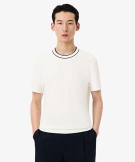 CAMISETA DE PIQUÉ ELÁSTICO REGULAR FIT CON CUELLO A RAYAS BL
