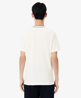 CAMISETA DE PIQUÉ ELÁSTICO REGULAR FIT CON CUELLO A RAYAS BL