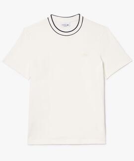 CAMISETA DE PIQUÉ ELÁSTICO REGULAR FIT CON CUELLO A RAYAS BL