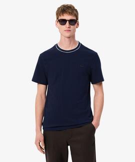 CAMISETA DE PIQUÉ ELÁSTICO REGULAR FIT CON CUELLO A RAYAS CO