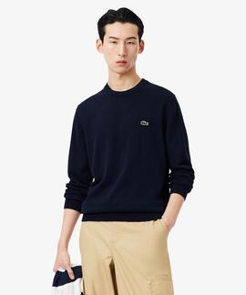 JERSEY LACOSTE CUELLO REDONDO AZUL MARINO