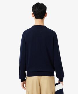 JERSEY LACOSTE CUELLO REDONDO AZUL MARINO