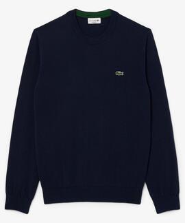 JERSEY LACOSTE CUELLO REDONDO AZUL MARINO