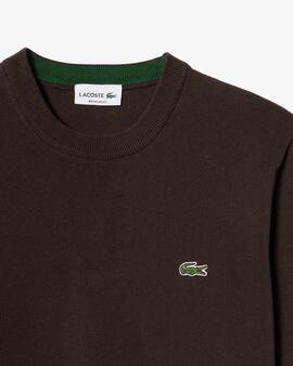 JERSEY LACOSTE CUELLO REDONDO MARRÓN