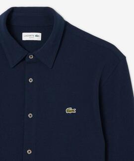 CAMISA DE PIQUÉ DE ALGODÓN SLIM FIT COLOR AZUL MARINO