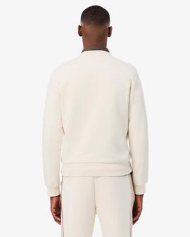 SUDADERA DE FELPA CON BLOQUES DE COLOR BEIGE Y CAMEL