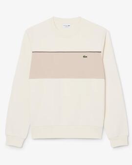 SUDADERA DE FELPA CON BLOQUES DE COLOR BEIGE Y CAMEL