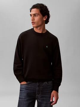 JERSEY CK RELAXED FIT PUNTO DE ALGODÓN CON MONOGRAMA BLACK N
