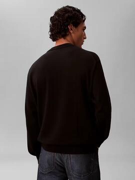 JERSEY CK RELAXED FIT PUNTO DE ALGODÓN CON MONOGRAMA BLACK N