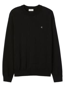 JERSEY CK RELAXED FIT PUNTO DE ALGODÓN CON MONOGRAMA BLACK N