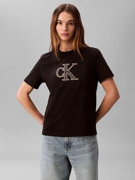 CAMISETA CK HERO REGULAR FIT CON MONOGRAMA BLACK N