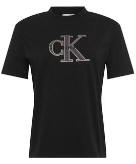 CAMISETA CK HERO REGULAR FIT CON MONOGRAMA BLACK N