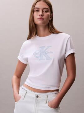 CAMISETA CK HERO REGULAR FIT CON MONOGRAMA BRIGHT WHITE BLAN