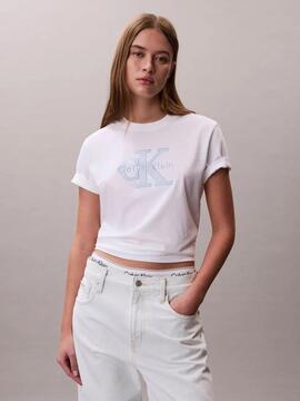 CAMISETA CK HERO REGULAR FIT CON MONOGRAMA BRIGHT WHITE BLAN