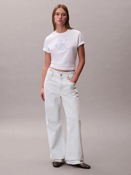 CAMISETA CK HERO REGULAR FIT CON MONOGRAMA BRIGHT WHITE BLAN