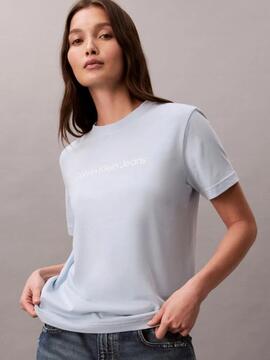 CAMISETA CK A-INST LOGO CLASSIC REGULAR FIT BREEZY BLUE AZUL