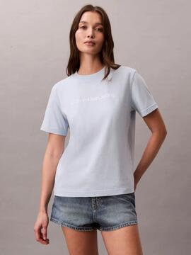 CAMISETA CK A-INST LOGO CLASSIC REGULAR FIT BREEZY BLUE AZUL