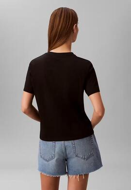 CAMISETA CK CLASSIC MONOGRAMA METALIZADO REGULAR FIT BLACK N