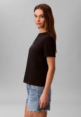 CAMISETA CK CLASSIC MONOGRAMA METALIZADO REGULAR FIT BLACK N
