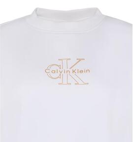 SUDADERA CK FOIL CREW MONOGRAMA METALIZADO RELAXED FIT BRIGH