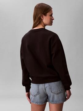 SUDADERA CK FOIL CREW MONOGRAMA METALIZADO RELAXED FIT BLACK