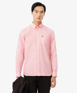 CAMISA LACOSTE REGULAR FIT OXFORD ROSA CLARO
