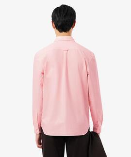 CAMISA LACOSTE REGULAR FIT OXFORD ROSA CLARO