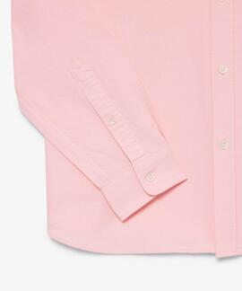 CAMISA LACOSTE REGULAR FIT OXFORD ROSA CLARO
