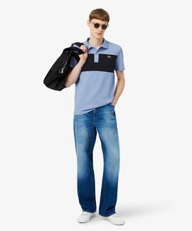 POLO DE PIQUÉ REGULAR FIT CON BLOQUES DE COLOR AZU