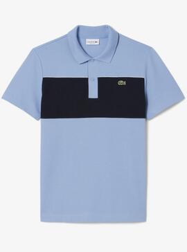 POLO DE PIQUÉ REGULAR FIT CON BLOQUES DE COLOR AZU