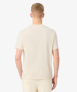 CAMISETA DE ALGODÓN REGULAR FIT CON BLOQUES DE COLOR BEIGE Y