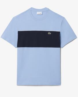 CAMISETA DE ALGODÓN REGULAR FIT CON BLOQUES DE COLOR AZUL CL