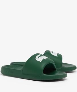 CHANCLAS DE HOMBRE LACOSTE SERVE SLIDES 1.0 DARK GREEN / WHI