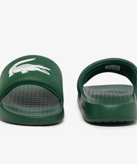 CHANCLAS DE HOMBRE LACOSTE SERVE SLIDES 1.0 DARK GREEN / WHI