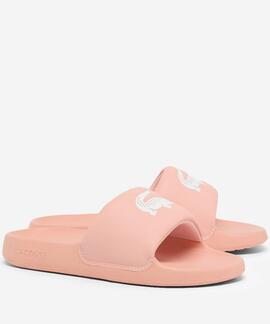 CHANCLAS DE MUJER LACOSTE SERVE SLIDES 1.0 LIGHT PINK / WHIT