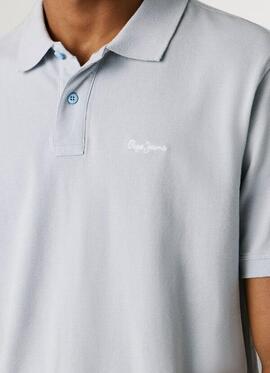 POLO OSCAR REGULAR FIT PIQUÉ TEÑIDO EN PRENDA 504 BLEACH BLU