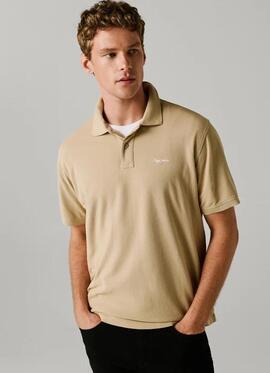 POLO OSCAR REGULAR FIT PIQUÉ TEÑIDO EN PRENDA 845 MALT BEIGE