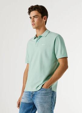 POLO OSCAR REGULAR FIT PIQUÉ TEÑIDO EN PRENDA 518 DARK ACQUA