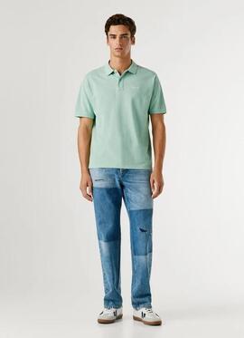 POLO OSCAR REGULAR FIT PIQUÉ TEÑIDO EN PRENDA 518 DARK ACQUA