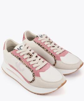 DEPORTIVA CON PLATAFORMA BICOLOR Y DETALLES EN PIEL CRUDO MU