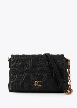 BANDOLERA CON SOLAPA PESPUNTE LOGO NEGRO