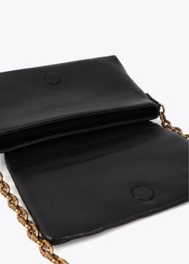 BANDOLERA CON SOLAPA PESPUNTE LOGO NEGRO