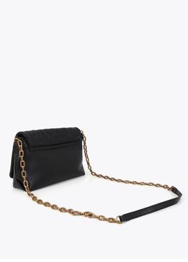 BANDOLERA CON SOLAPA PESPUNTE LOGO NEGRO