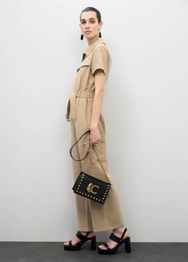 BANDOLERA CON SOLAPA LC ANIMAL Y TACHAS COLOR NEGR