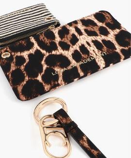 MONEDERO DOBLE CON COLGANTE LC TEJIDO CRUDO MARRÓN