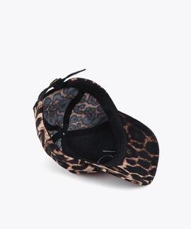 GORRA DE LEOPARDO CON LOGO LC EN RELIEVE MARRÓN Y NEGRO